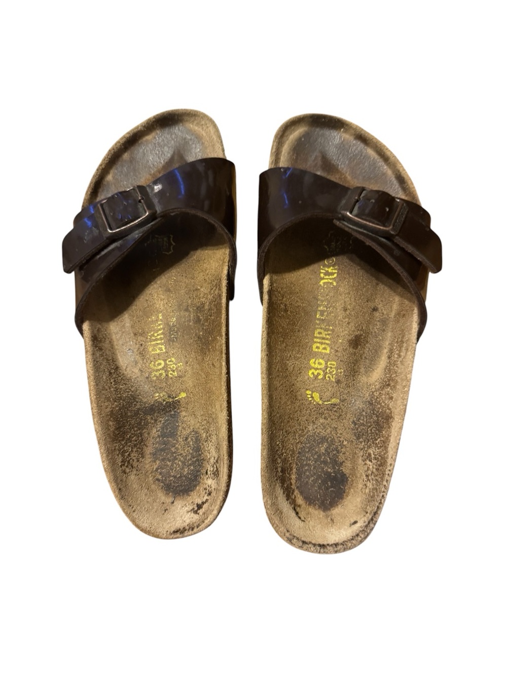 Birkenstock Brown leather  women's Single Buckle Slide Sandals size 36